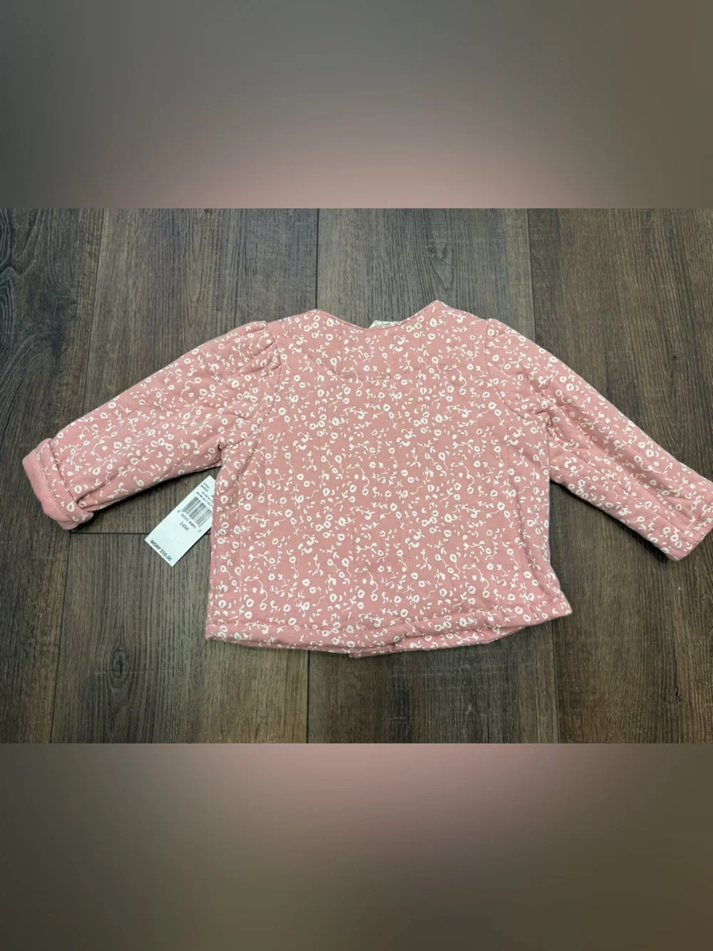 NWT Jessica Simpson 24 month pink white floral quilted jacket sweater
